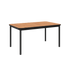 Kirra Dining Table 150x90 in black powder-coated aluminum with teak wood top, outdoor setting.