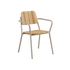 Taupe Kirra Patio Chair with teak wood and powder-coated aluminum frame on white background.