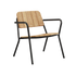 Kirra Patio Lounge Chair in black powder-coated aluminum and teak wood with a reclined seating position.