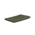 Olive green seat cushion with stitched channels designed for the Kirra patio lounge chair and shaped to support its relaxed reclined seating position