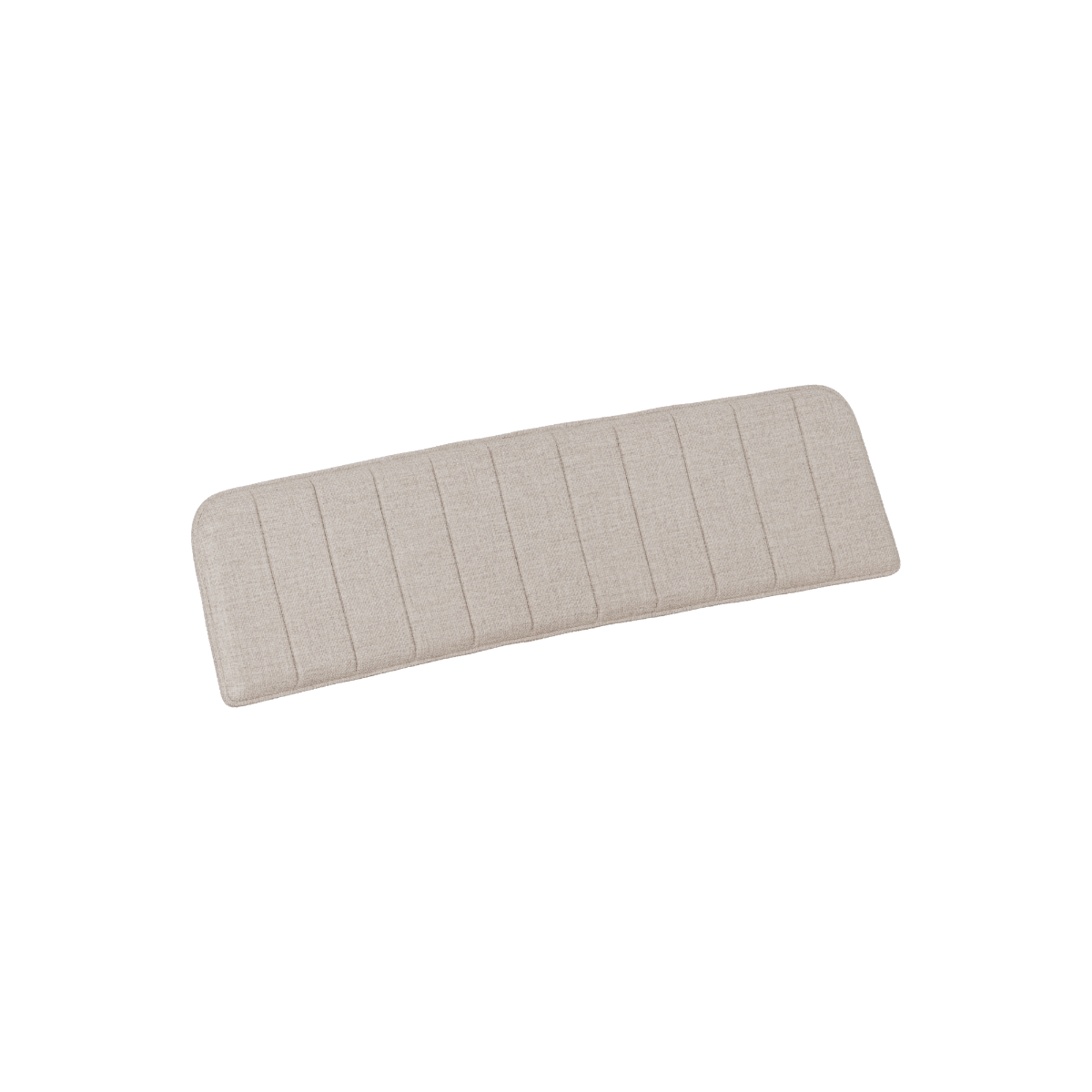 Light beige Kirra patio bench back cushion from sackit with vertical stitched channels and a softly rounded shape for comfortable outdoor seating