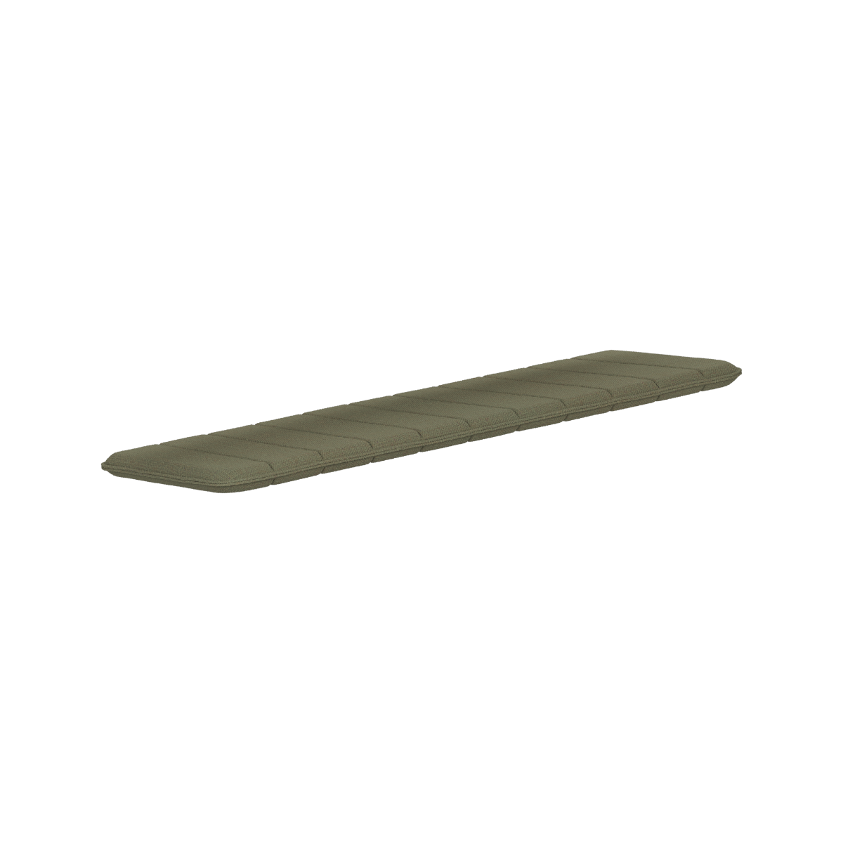 Olive green outdoor seat cushion for the Kirra patio bench by sackit designed for comfortable seating and a balanced Nordic furniture look