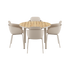 Kirra round taupe dining table with four matching Patio Chair no. One S2 chairs in taupe outdoors
