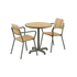 Kirra Café Table and 2 Kirra Patio Chairs in olive with powder-coated aluminum and teak details