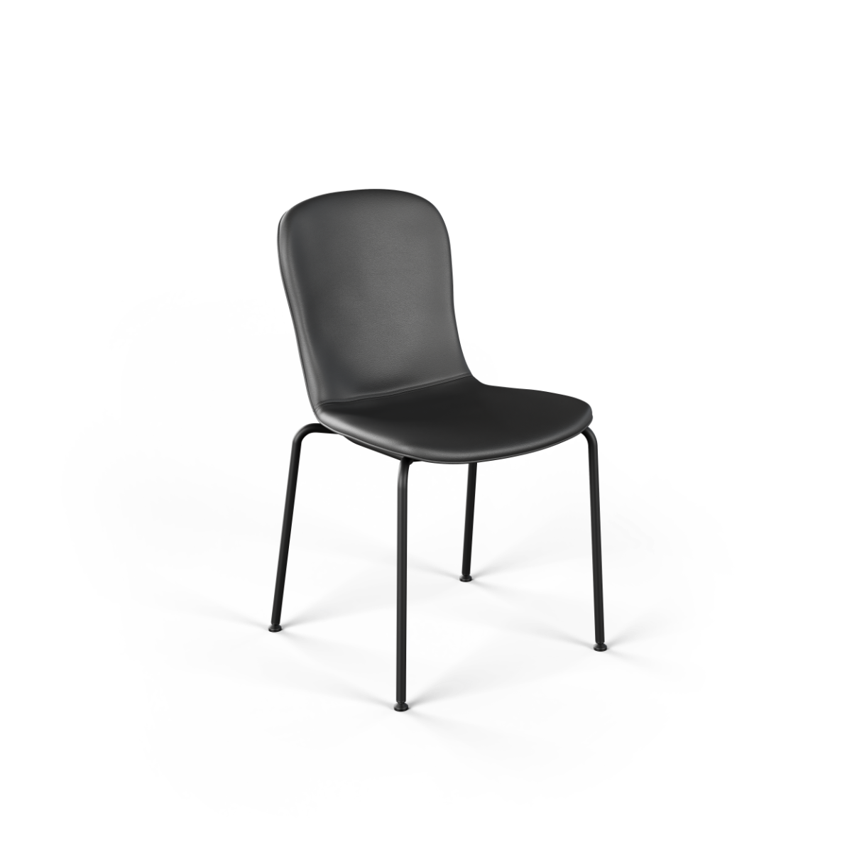 Terra Black Chair no. One S1 dining chair with recycled steel frame and Spoor leather seat