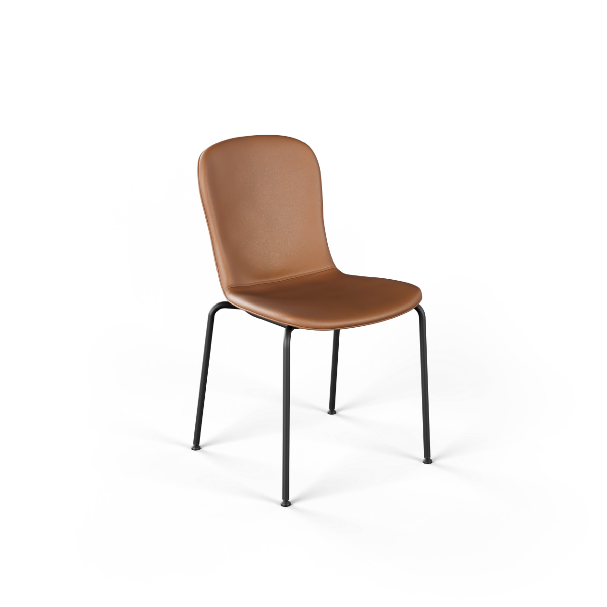 Dining chair no. One S1 in Terra Safari color with recycled steel frame and Spoor leather seat.