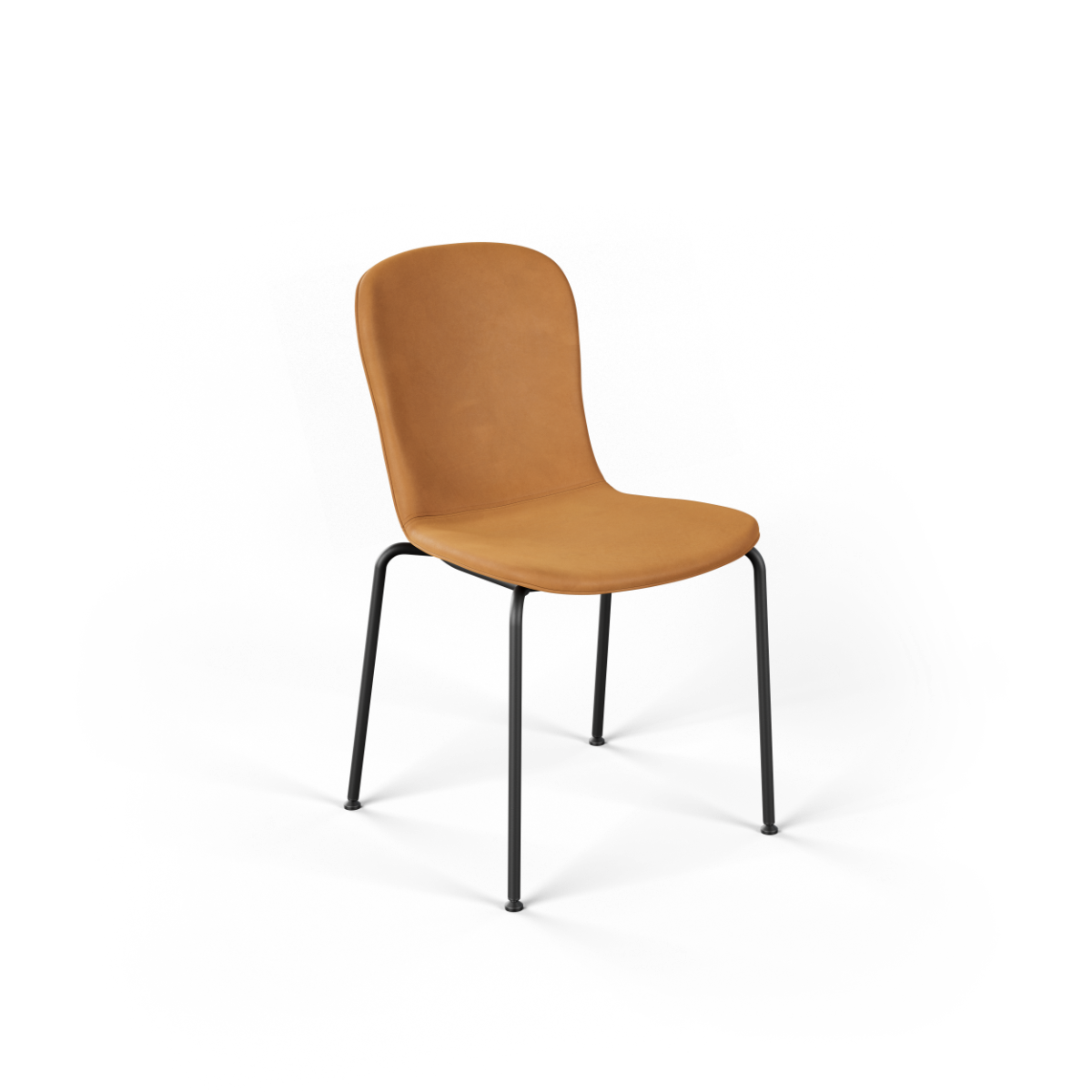 Chair no. One S1 dining chair in Luna Sandstone with leather upholstery and recycled steel frame.