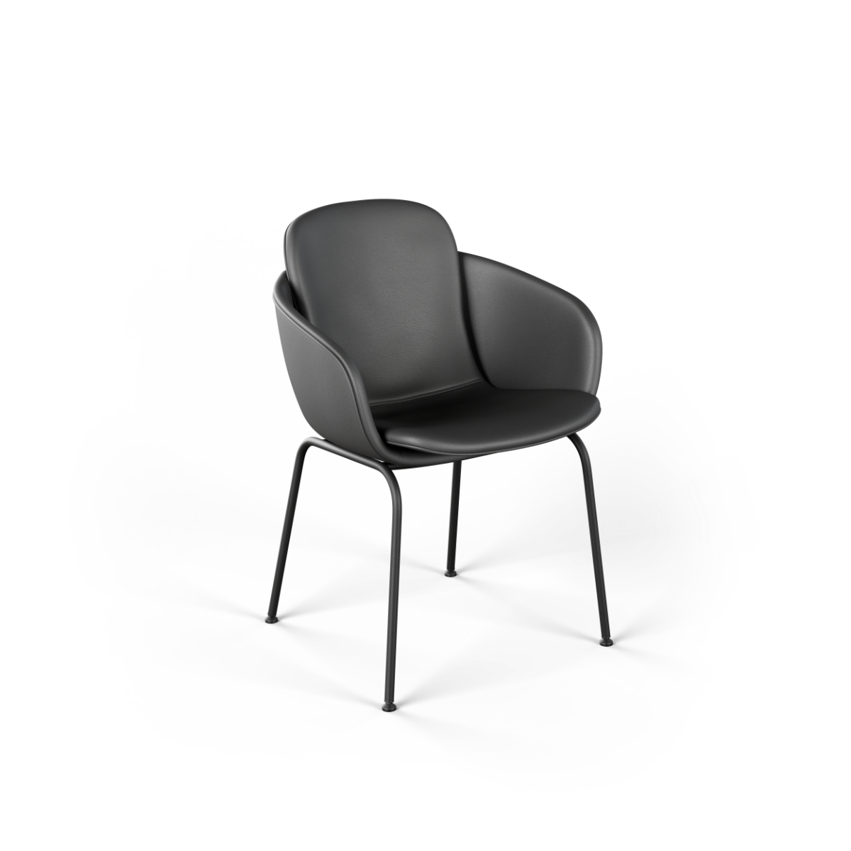 Terra Black Chair no. One S2 dining chair with leather seat and black powder-coated steel frame