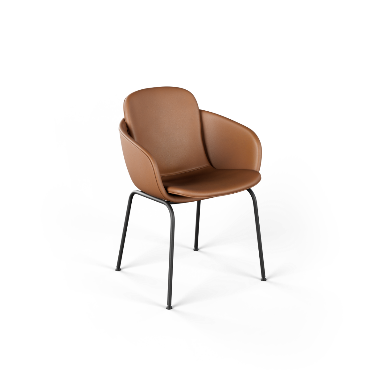 Chair no. One S2 in Terra Safari leather with double shell design and powder-coated steel frame.