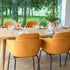 Dining chair no. One S2 in Luna Sandstone with powder-coated steel frame and leather upholstery.