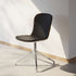 Chair no. One S1 Polished Swivel in Terra Black leather with polished aluminum base, indoor dining chair.
