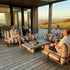 Mollis Lounge Chair in Renesse Chestnut with powder-coated aluminum frame and eco-certified textile outdoors