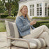 Mollis Lounge Chair in Renesse Taupe with powder-coated aluminum frame and eco-certified textile outdoors