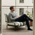 Mollis Lounge Chair in Renesse Olive with powder-coated aluminum frame and eco-certified textile outdoors