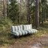 Mollis Lounge Sofa 2 Seater in Renesse Olive with powder-coated aluminum frame and eco-certified textile cushions outdoors