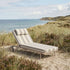 Mollis Sunbed in Renesse Taupe with adjustable backrest and powder-coated aluminum frame outdoors