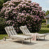 Mollis Sunbed in Renesse Taupe with adjustable backrest and powder-coated aluminum frame outdoors