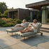 Mollis Sunbed in Renesse Olive with adjustable backrest and powder-coated aluminum frame outdoors