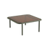 Olive Mollis Coffee Table with powder-coated aluminum frame and smoked tempered glass top.