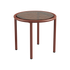 Chestnut Mollis Side Table Ø50 with powder-coated aluminum frame and smoked tempered glass top.
