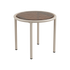 Taupe Mollis Side Table Ø50 with powder-coated aluminum frame and smoked tempered glass top.