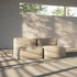 Soft Sofa Indoor 2-seater in Teddy Brown fabric with soft, cushioned design and low backrest.