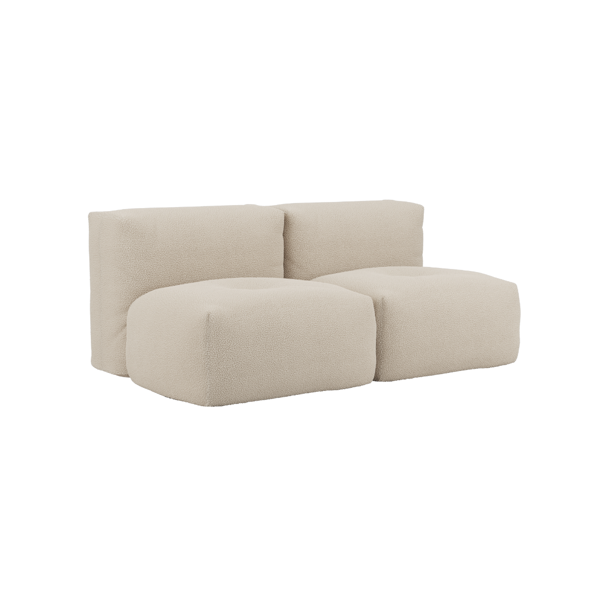 Soft Sofa Indoor 2-seater in Teddy Beige fabric with soft, frame-free design and removable cover.