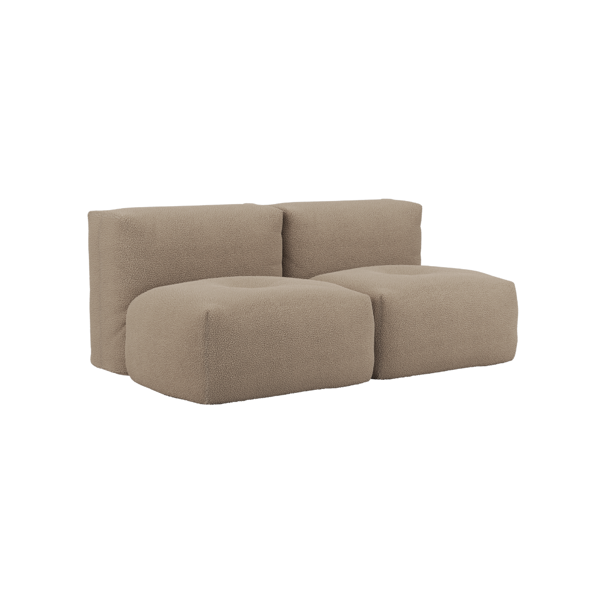 Soft Sofa Indoor 2-seater in Teddy Brown fabric with soft, cushioned design and no visible frame