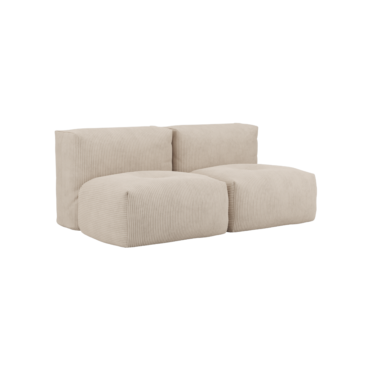 Soft Sofa Indoor 2-seater in beige corduroy fabric with soft, modular design and low profile.