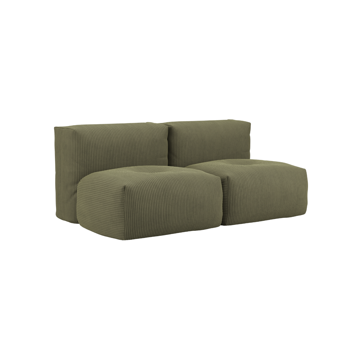 Soft Sofa Indoor 2-seater in olive corduroy fabric with soft, modular design and no visible frame