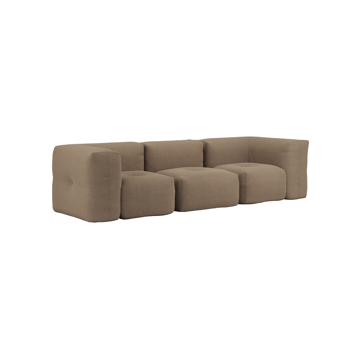 Soft Sofa Indoor 3-seater in Teddy Brown fabric without pouf, soft and modular design.