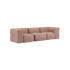 Soft Sofa Indoor 3-seater in rose corduroy fabric without pouf on a white background