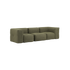 Soft Sofa Indoor 3-seater in olive green corduroy fabric without pouf, modern modular design.