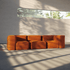 Orange Jaquard Soft Sofa Indoor 3-seater with modular design and soft fabric upholstery