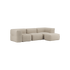 Soft Sofa Indoor 3-seater in teddy beige fabric with pouf, soft and modular design.