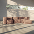 Soft Sofa Indoor 3-seater in olive green corduroy fabric with modular design and low backrest.