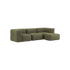 Soft Sofa Indoor 3-seater in olive corduroy with matching pouf on a white background.
