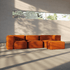 Soft Sofa Indoor 3-seater in beige corduroy fabric with a modern modular design