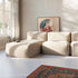 Soft Sofa Indoor 3-seater with lounger in Teddy Beige fabric with modular design and soft cushions