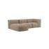 Soft Sofa Indoor 3-seater with lounger in Teddy Brown fabric with modular design and soft cushions
