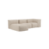 Soft Sofa Indoor 3-seater with lounger in beige corduroy fabric with modular design