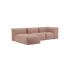 Soft Sofa Indoor 3-seater with lounger in rose corduroy fabric with modular design and low backrest