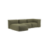 Soft Sofa Indoor 3-seater with lounger in olive green corduroy fabric with modular design.