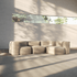 4-seater corner Soft Sofa Indoor in beige Teddy fabric with modular design and low backrest