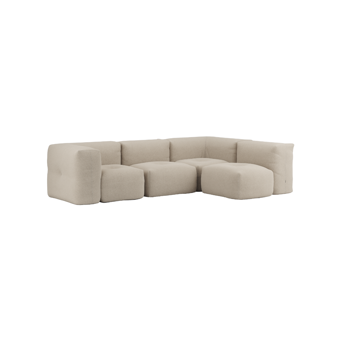 Soft Sofa Indoor 4 seater corner sofa in teddy beige fabric with soft, modular design.