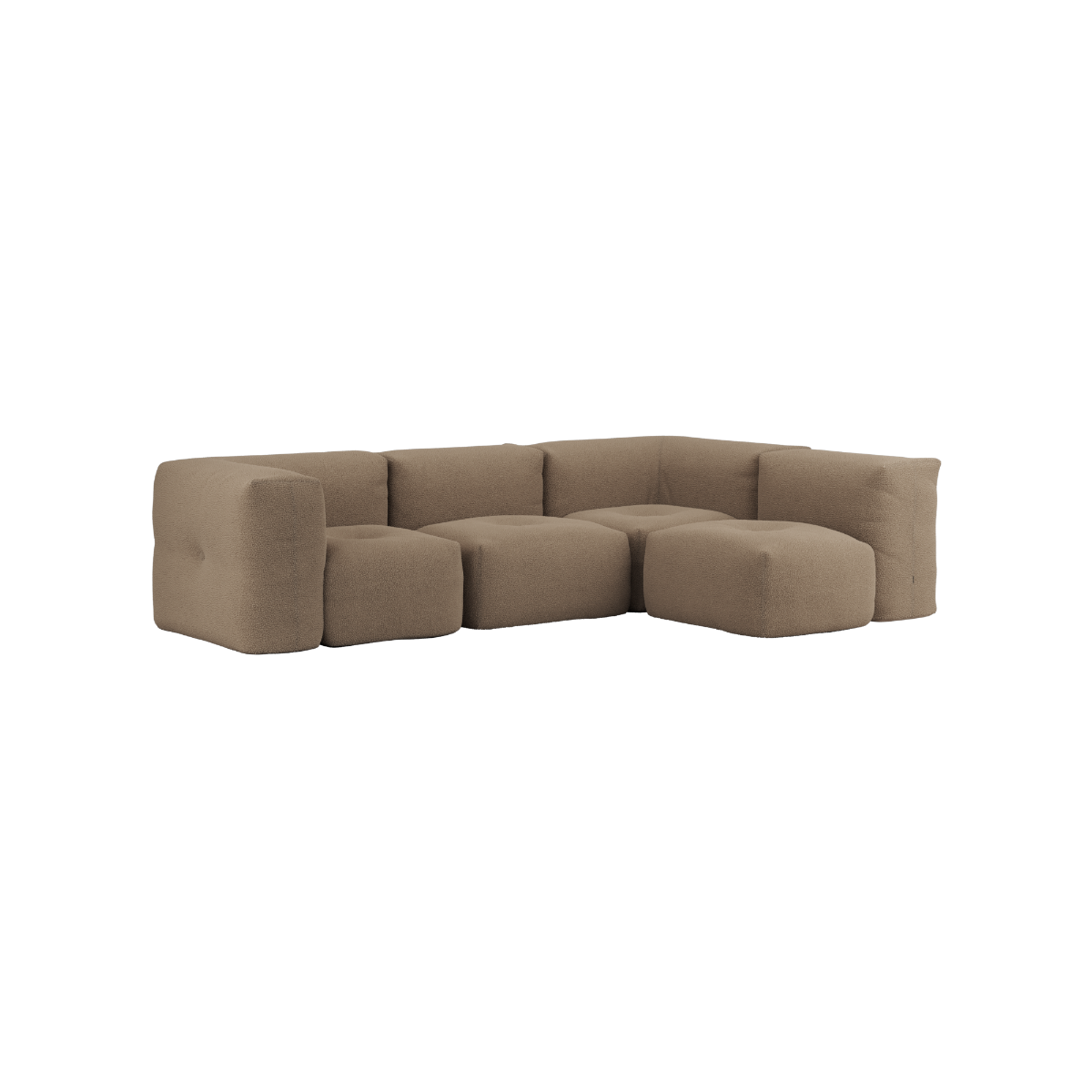 Soft Sofa Indoor 4-seater corner sofa in Teddy Brown fabric with soft, cushioned design and modular shape