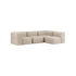 Soft Sofa Indoor 4 seater corner sofa in beige corduroy fabric with modular design and low backrest.