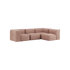 Soft Sofa Indoor 4-seater corner sofa in rose corduroy fabric with modular design and low backrest