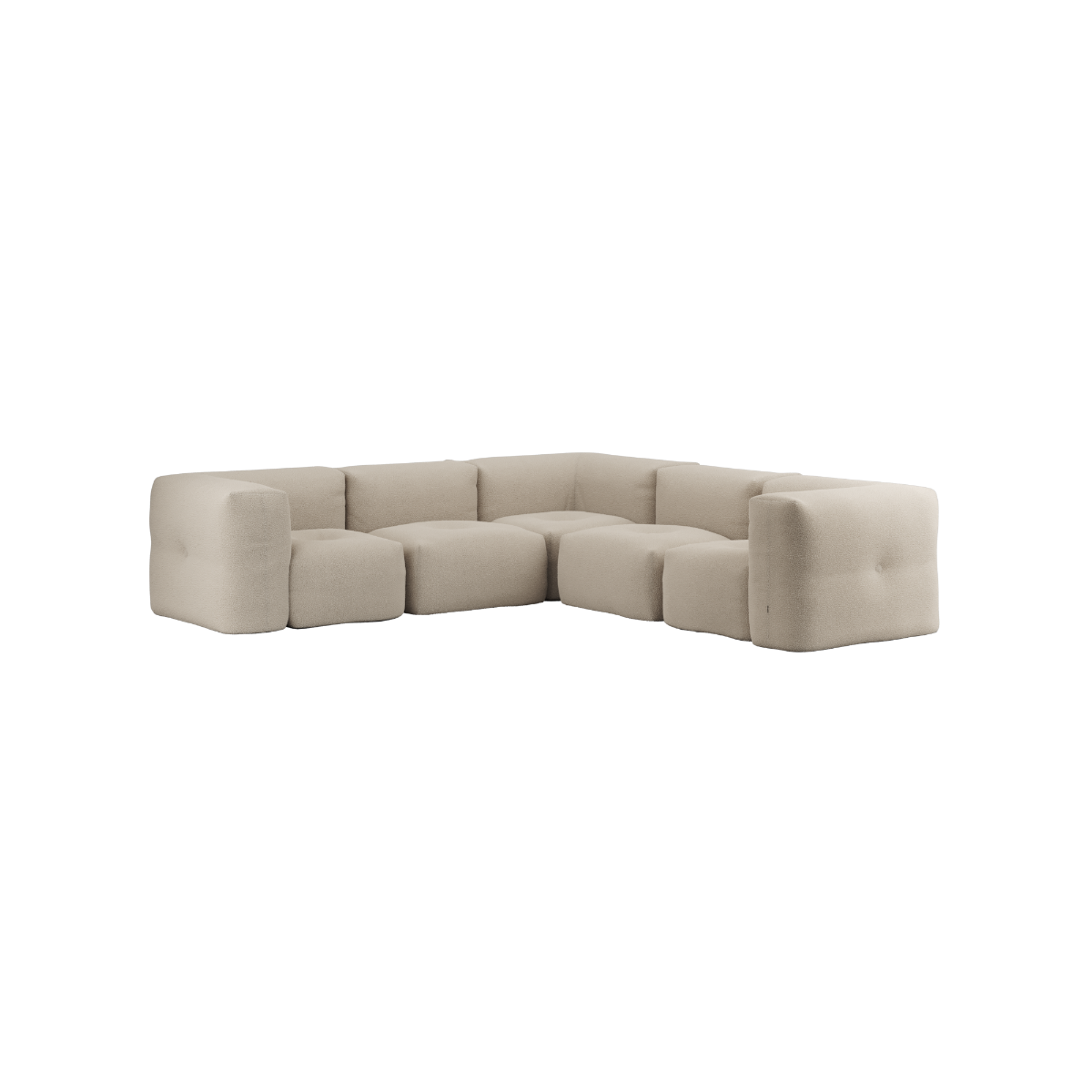 Soft Sofa Indoor 5 seater corner sofa in beige Teddy fabric with modular design and soft cushions