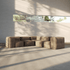 sackit Soft Sofa Indoor five seater corner sofa in warm brown fabric with deep cushions and a flexible boneless design in a sunlit modern room